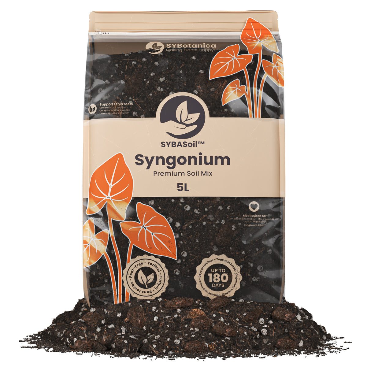 Flot pose med jord til Syngonium planter