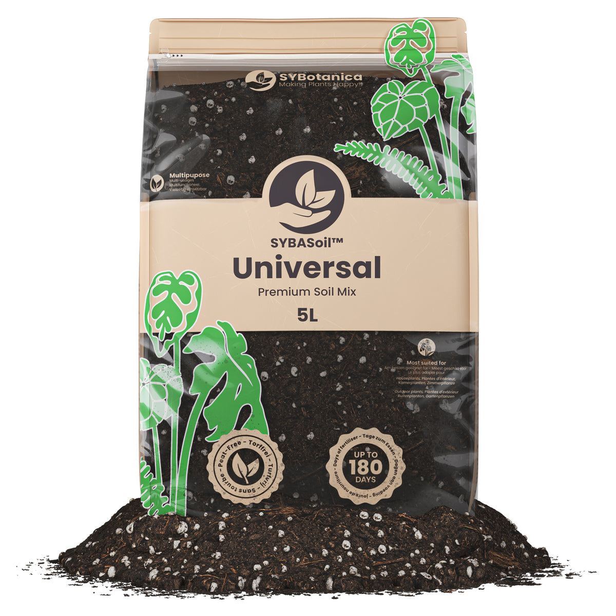 Fin pose med universal jord til planter
